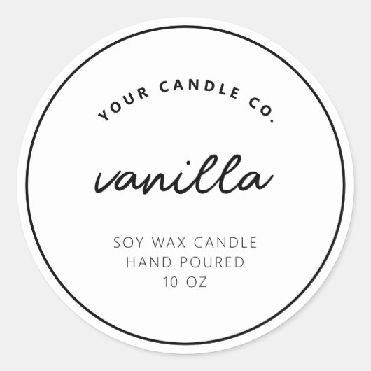 Modern Custom Candle Label Runder Aufkleber (Vorderseite)