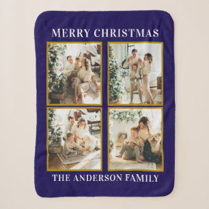 Modern Custom Christmas Family Foto Collage Blue Sherpadecke