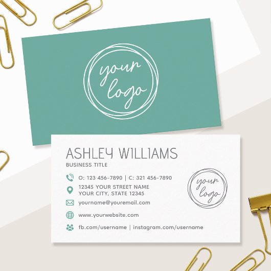 Modern Custom Color Logo Professional Green Visitenkarte