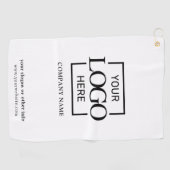 Modern Custom Company Business Logo White Branded Golfhandtuch (Horizontal)