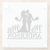 Modern Custom Couname Romantic Vibes Black Glasuntersetzer (Rückseite)