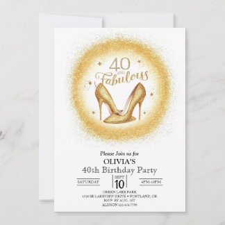 Modern Custom Digital Gold 40. Geburtstag Einladung