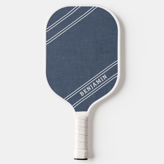 Modern Custom Dusty Blue White Player Name Sport Pickleball Schläger (Rückseite)