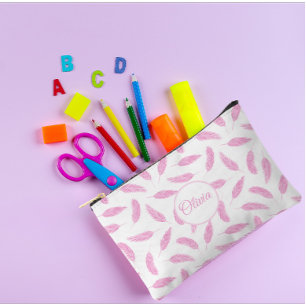 Modern Custom Flamingo Pater Name Pink Zubehörtasche