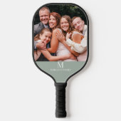 Modern custom Foto Monogram Name Sage Green Pickleball Schläger (Vorderseite)