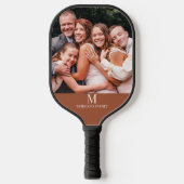 Modern Custom Foto monogram Name Terracotta White Pickleball Schläger (Vorderseite)