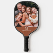 Modern Custom Foto monogram Name Terracotta White Pickleball Schläger (Rückseite)