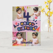 Modern Custom Foto Name 4nd Happy Birthday Card Karte (Gelbe Blume)