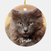 Modern Custom Foto Pet Name Keramik Ornament (Hinten)
