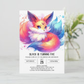 Modern Custom Fox Geburtstag Einladung (Stehend Vorderseite)