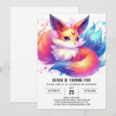 Modern Custom Fox Geburtstag Einladung (Vorne/Hinten)
