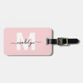 Modern Custom Girl Blush Pink Monogram Name Gepäckanhänger (Vorderseite horizontal)