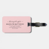 Modern Custom Girl Blush Pink Monogram Name Gepäckanhänger (Rückseite horizontal)