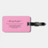 Modern Custom Girl Hot Pink Monogram Name Gepäckanhänger (Rückseite horizontal)