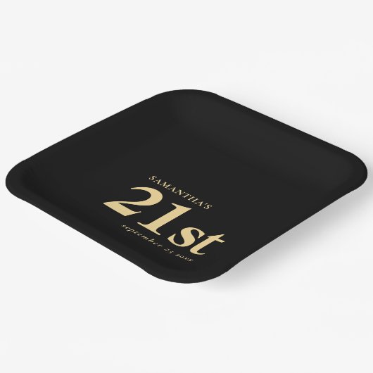 Modern Custom Gold Black 21. Pappteller (Gewinkelt)