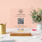 Modern Custom Google Reviews QR Code Business Logo Acrylschild (Hochzeit)