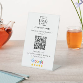 Modern Custom Google Reviews QR Code Business Logo Sockelschild