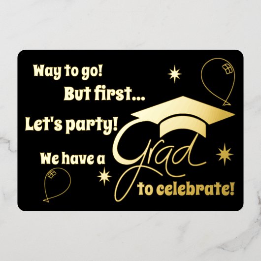 Modern Custom Grad Party Foil Einladung (Vorderseite)