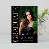 Modern Custom Graduate Photo Grad Party Gold Folieneinladung (Stehend vorne)
