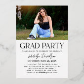 Modern Custom Graduate Photo Grad Party Gold Folieneinladung (Rückseite)