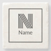 Modern Custom Initial Letter Name Steinuntersetzer (Vorderseite)