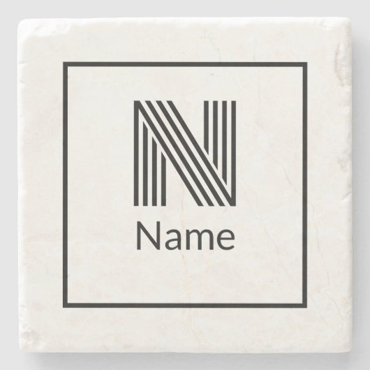 Modern Custom Initial Letter Name Steinuntersetzer (Vorderseite)