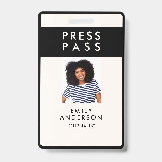 Modern Custom Journalist Press Pass Foto ID Logo Ausweis (Vorderseite)