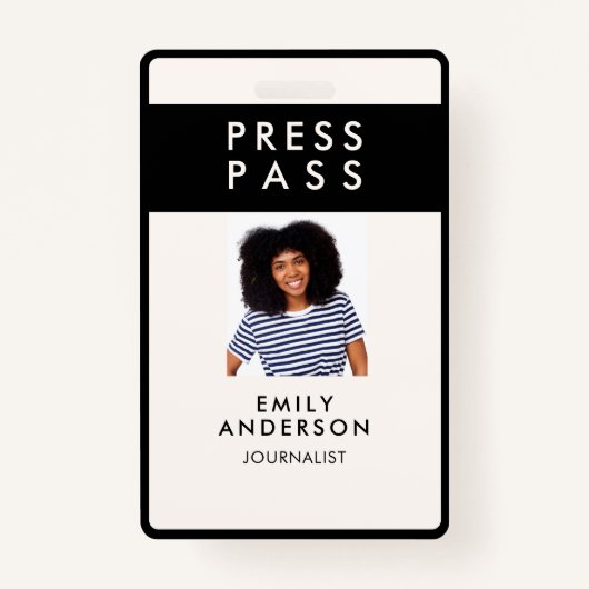 Modern Custom Journalist Press Pass Foto ID Logo Ausweis (Vorderseite)