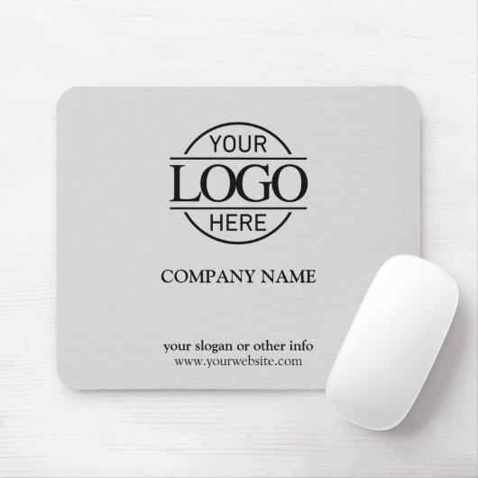Modern Custom Light Gray Company Business Logo Mousepad (Mit Mouse)