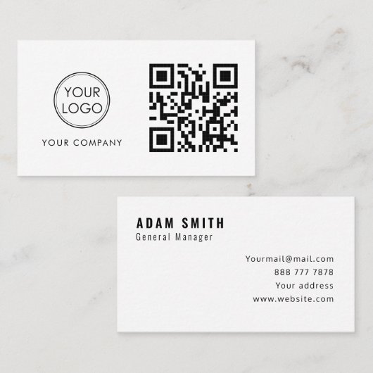 Modern Custom Logo and QR Code Business Card Visitenkarte (Vorne/Hinten)