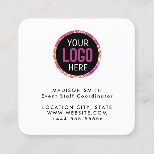 Modern  Custom Logo and QR Code Quadratische Visitenkarte (Vorderseite)