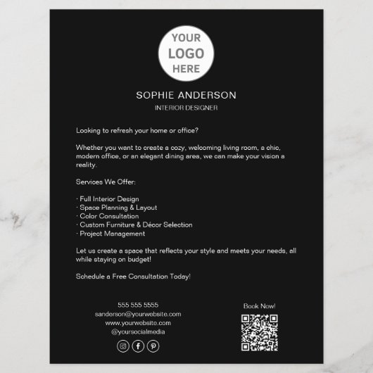 Modern Custom Logo Black Professional Business Flyer (Vorne)
