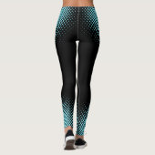 Modern Custom Logo Electric-Blue Halftone on Black Leggings (Rückseite)