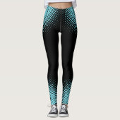 Modern Custom Logo Electric-Blue Halftone on Black Leggings (Vorderseite)