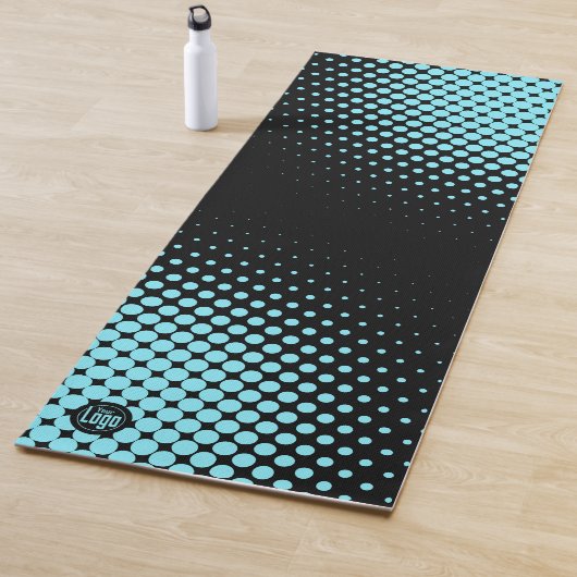Modern Custom Logo Electric-Blue Halftone on Black Yogamatte (Beispiel)
