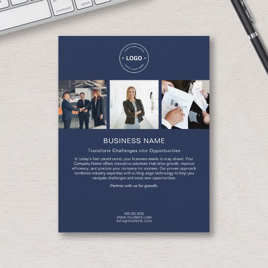Modern Custom Logo Foto Blue Corporate Business Flyer