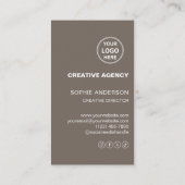 Modern Custom Logo QR Creative Agency Taupe Visitenkarte (Rückseite)