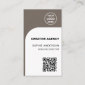 Modern Custom Logo QR Creative Agency Taupe Visitenkarte (Vorderseite)
