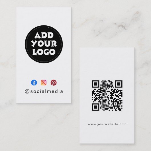 Modern Custom logo Social Media QR code website  Visitenkarte (Vorne/Hinten)
