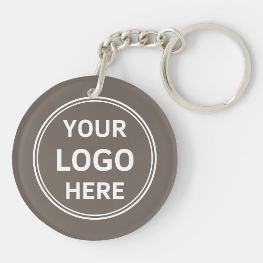 Modern Custom Logo Taupe Business Schlüsselanhänger (Rückseite)