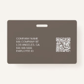 Modern Custom Logo Taupe Employee Staff Name Ausweis (Rückseite)