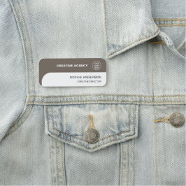 Modern Custom Logo Taupe Employee Staff Namensschild