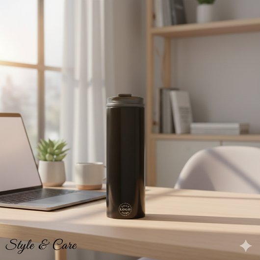 Modern Custom Logo Tumbler in Clean Black Design Thermosbecher