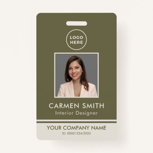 Modern Custom Luxury Olive Green mit Logo-Abzeiche Ausweis (Vorderseite)