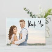 Modern Custom message 2 wedding Fotos Dankeskarte (Stehend Vorderseite)