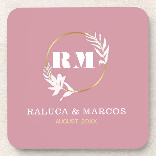 Modern Custom Monogram Anniversary Keepsake Getränkeuntersetzer (Vorderseite)