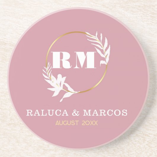 Modern Custom Monogram Anniversary Keepsake Getränkeuntersetzer (Vorne)