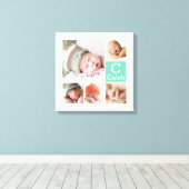 Modern Custom Monogram Family Foto Collage Leinwanddruck (Insitu (Holzboden))