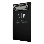 Modern Custom Monogram Initials Name Black Mini Klemmbrett (Gewinkelt2)