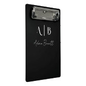 Modern Custom Monogram Initials Name Black Mini Klemmbrett (Schrägansicht)